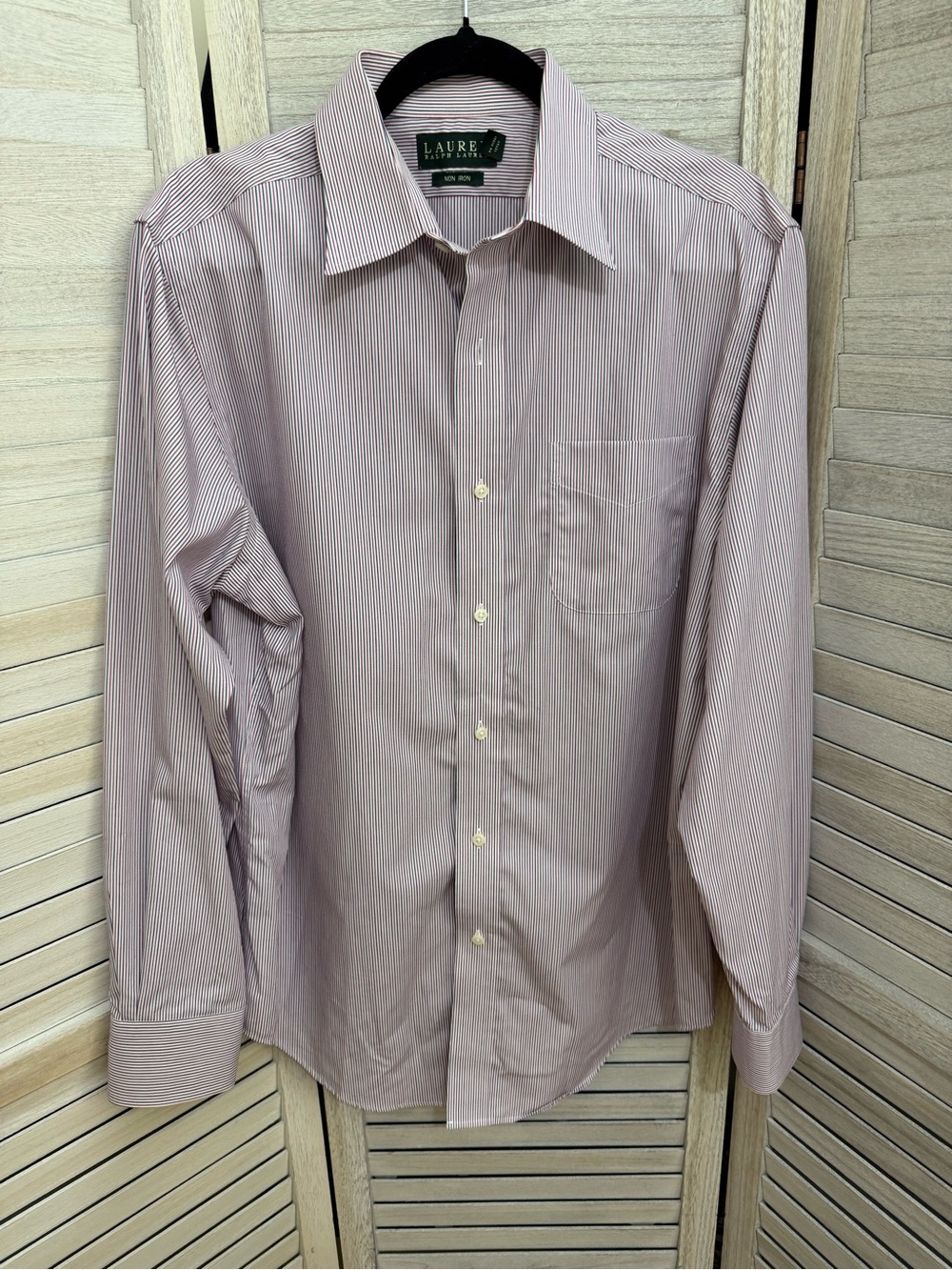Lauren Ralph Lauren Men's Red and Blue Thin Stripe Dress Shirt